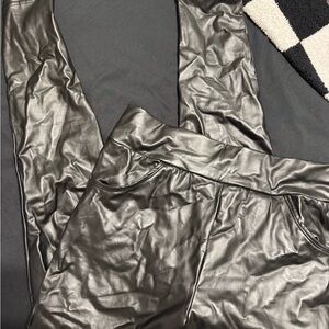SHEIN Black Faux Leather Pants